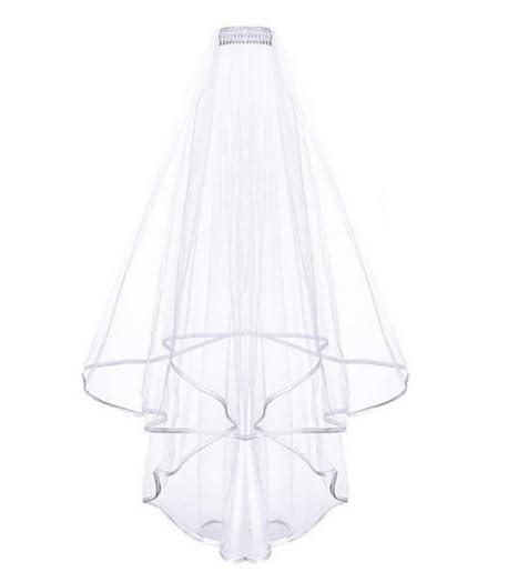 Set Sposa Doppio Velo 80 cm e Guanti di Pizzo
