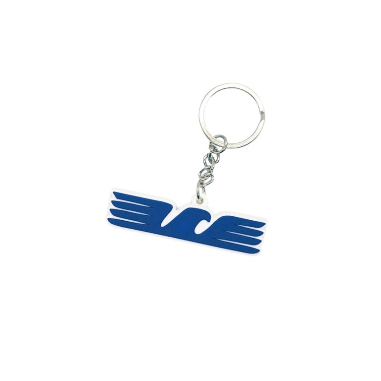 Shop and Solve Portachiavi Aquila con forma Aquila Stilizzata in gomma bianca e blu super rifinito luxury da 6CM idea rega...