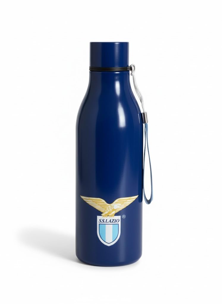 Only4fan S.r.l. Borraccia termica in Acciaio Doppia Parete con laccetto SS Lazio prodotto ufficiale