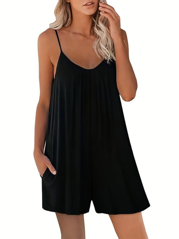 Haibang Salopette donna estiva corta senza maniche con tasche