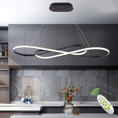 Likflyer Lampadario Moderno a LED Dimmerabile Nero per Sala da Pranzo - Luce Sopra il Tavolo, Ill...