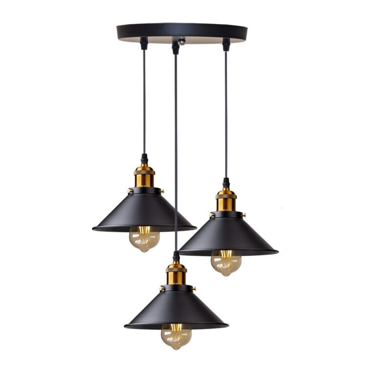DELIPOP 3 Luci Lampade a sospensione Industriale, Vintage Metallo Lampadario in Stile Edison Attacco E27 Plafoniera da Sof...