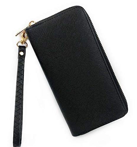 Portafoglio donna zip around grande in pelle sintetica