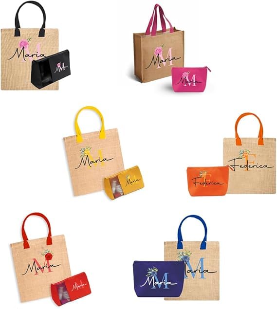 Borsa Mare in Juta con Pochette Abbinata Personalizzabile