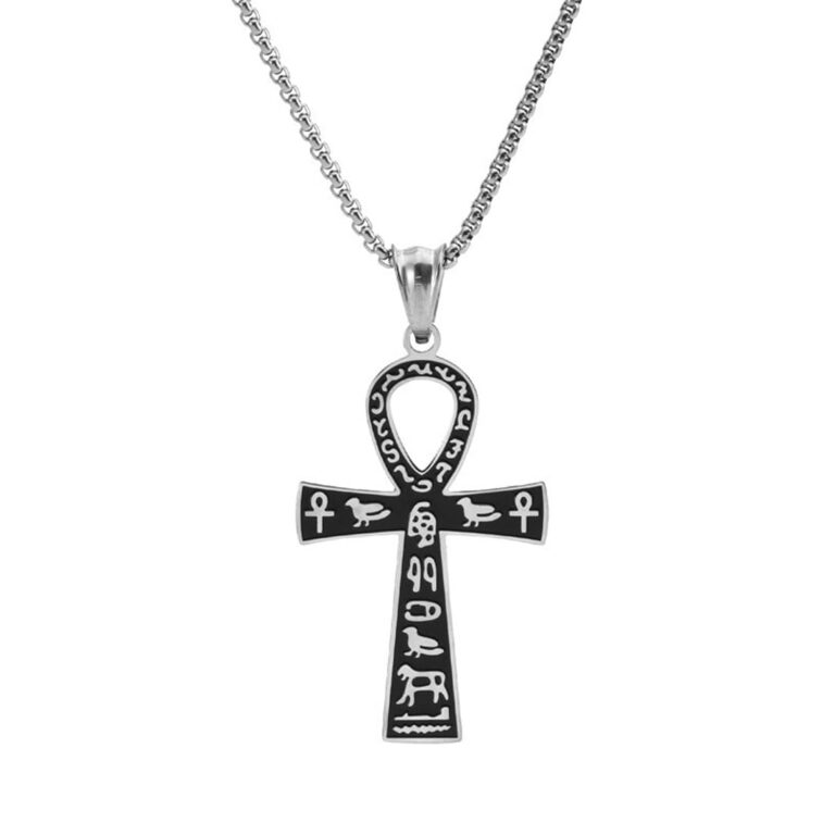 Ciondolo Croce Ankh Egizia in Argento 925 Platinato, Amuleto Artigianale