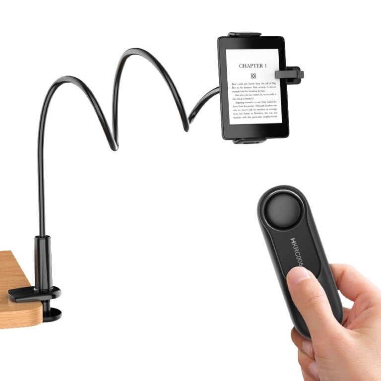 hogance Supporto per Tablet per la Lettura di Kindle con Telecomando Pagina Turner (HKRC005, Nero), Supporto per eReader, ...