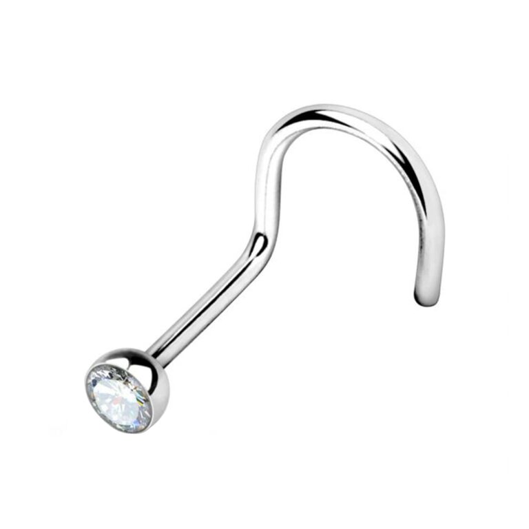 WARRIOR Piercing naso chiodino curvo con cristallo ceco – Acciaio 316L 22G