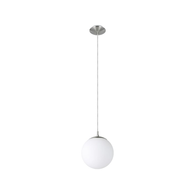 Eglo Lampada a sospensione Rondo, lampada a sospensione, lampada a sospensione in acciaio, nichel opaco, vetro opalino bia...