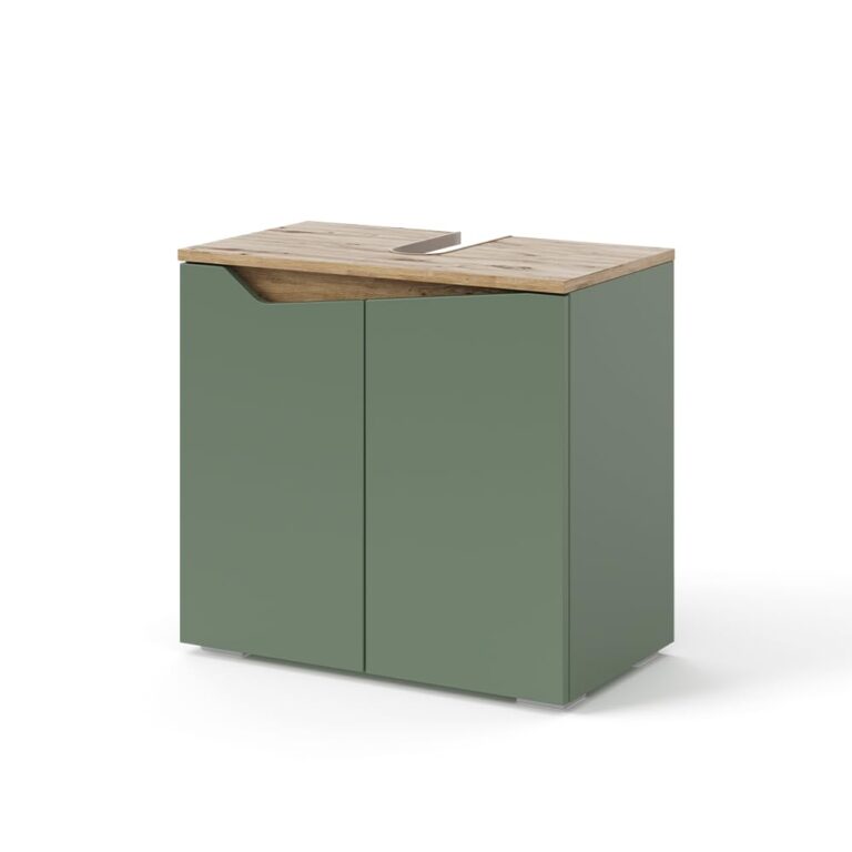 Vicco Mobiletto per lavabo Marelle, Verde/Artigianale, 60 x 57.5 cm con 2 porte, con ritaglio per...
