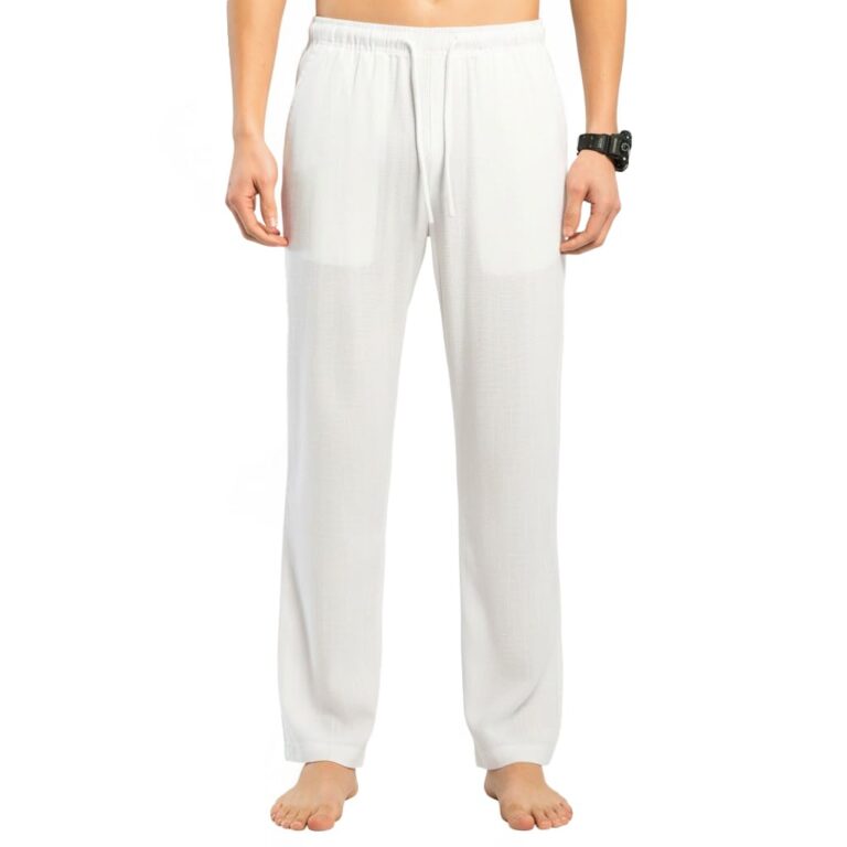 Tony Backer Pantaloni Uomo Lino Estivi con Coulisse e Tasche