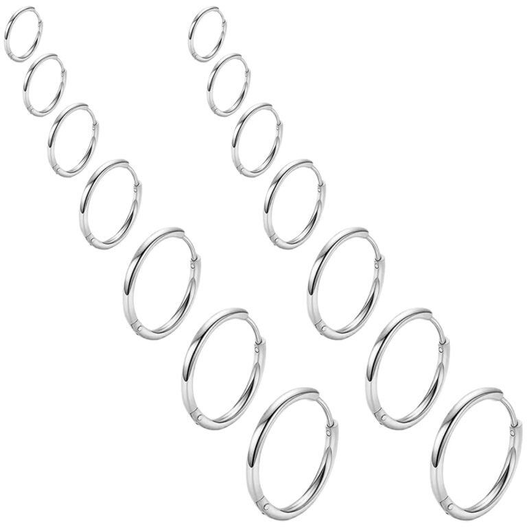 COYUN Set 7 paia orecchini a cerchio piccoli acciaio inossidabile unisex