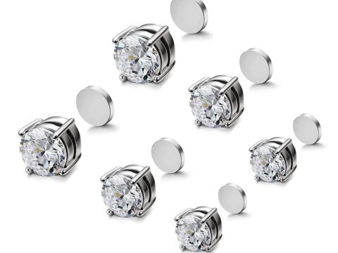 XOUDKE Set 3 Paia Orecchini Magnetici Acciaio Inossidabile Unisex
