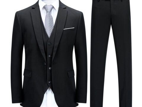 YOUTHUP Completo Uomo 3 Pezzi Slim Fit Blazer Panciotto Pantaloni