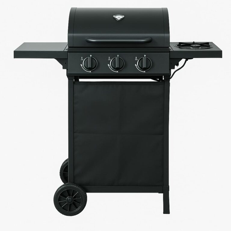Ambra Garden Barbecue a Gas California 2 Fuochi 9,7 Kw con Bruciatore Laterale in Acciaio Verniciato Nero