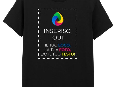 Teetaly T-Shirt Personalizzata con Foto o Scritta in Cotone Organico