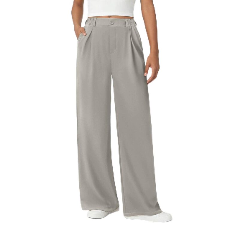 Pantaloni larghi donna estivi in lino con elastico in vita