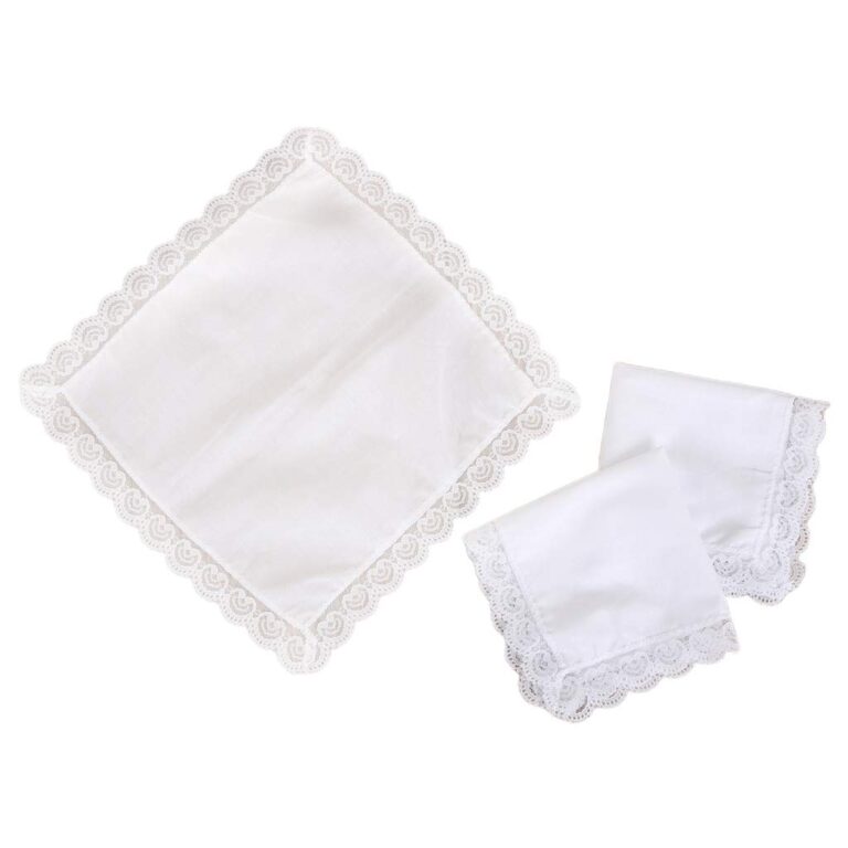 BELTI Fazzoletti Donna 25x25 cm Bianchi Uncinetto Pizzo