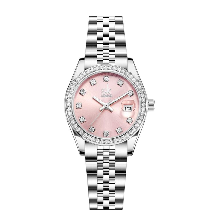 SHENGKE Orologio Donna al Quarzo con Cristalli e Cinturino Acciaio