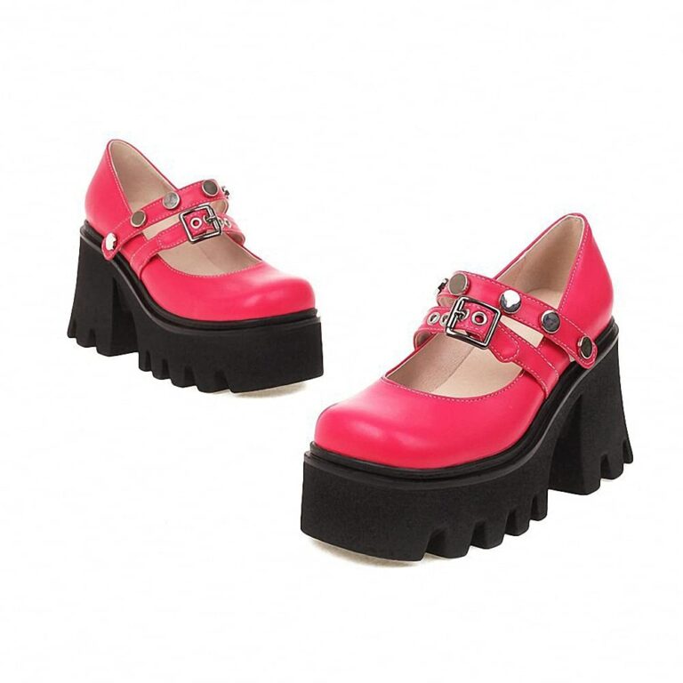 Mary Jane Plateau Gotiche Lolita da Donna con Cinturino