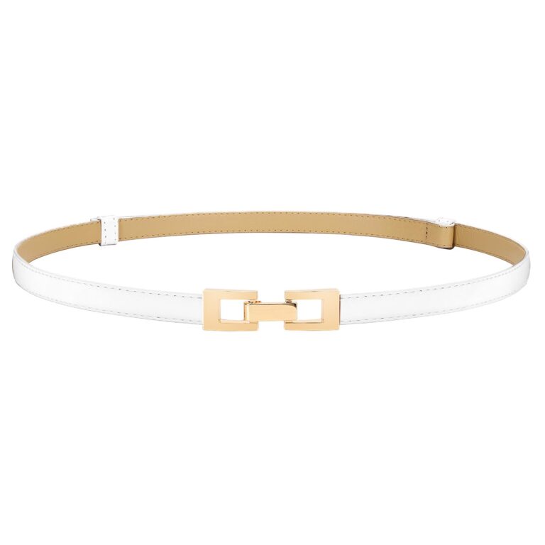 LEACOOLKEY cintura donna sottile in pelle con fibbia dorata