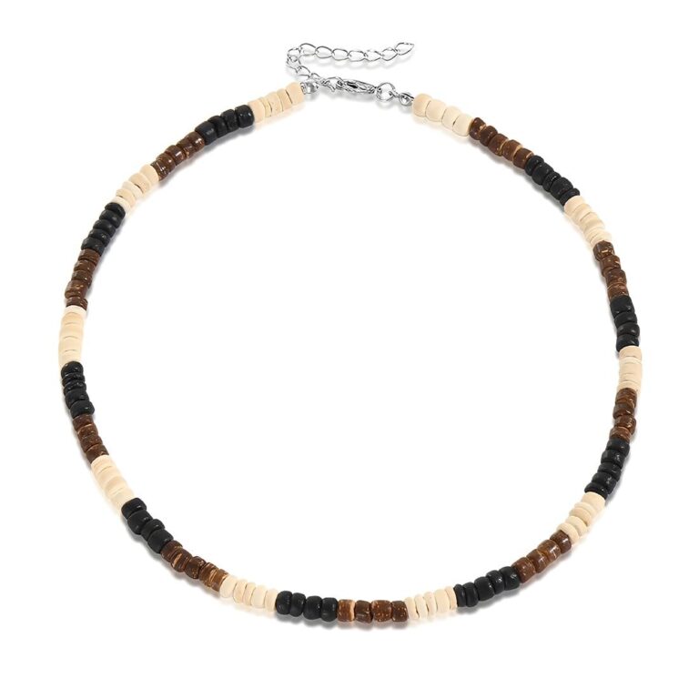 XENQITO Set Collana e Bracciale di Perle di Cocco Surf Fatto a Mano