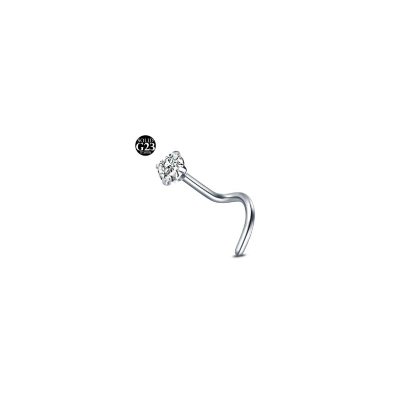 AceFun Piercing naso a forma di L in titanio con diamante – 1 pezzo