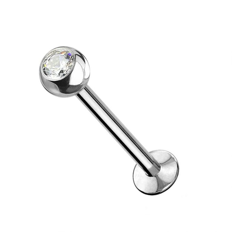 WARRIOR Labret Sterile Acciaio 316L/Titanio con Sfera Cristallo 3 mm per Labbro, Trago e Helix