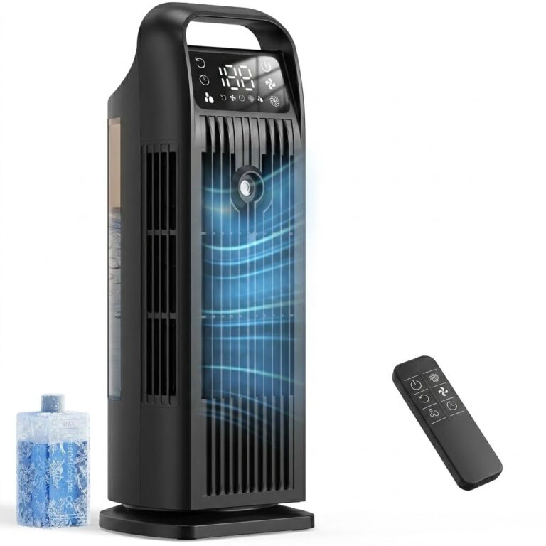 Condizionatore Portatile 6 in 1, Climatizzatore Silenzioso con Raffreddatore d'Aria 1200ml, Oscillazione 120°, Timer 1-12...