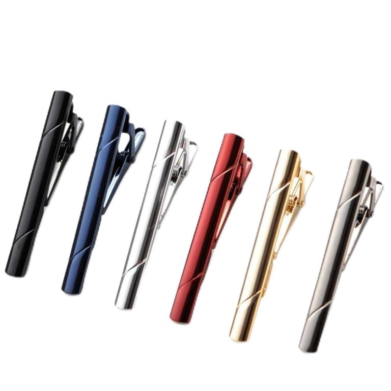 ROEOWENE Set 6 Fermacravatta Uomo Argento e Oro con Scatola Regalo