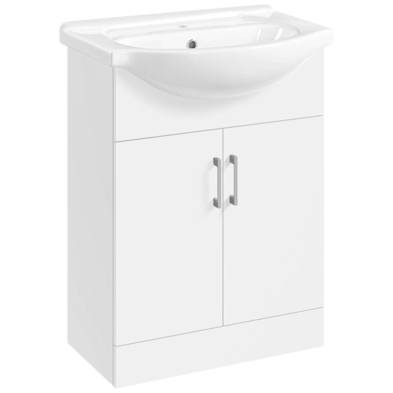 Yaheetech Mobile Bagno con Lavabo in Ceramica Armadietto a Terra con Lavandino Set Mobile da Bagno Moderno 61 × 43,5 × 84 ...