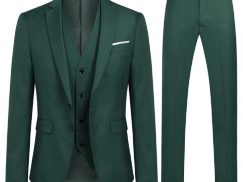 YOUTHUP Abito Uomo 3 Pezzi Slim Fit per Matrimonio Blazer Gilet Pantaloni