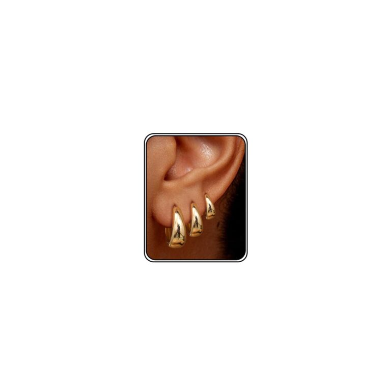 Chriscoco Set 3 Paia Orecchini Cerchio Oro 14K e Argento Ipoallergenici