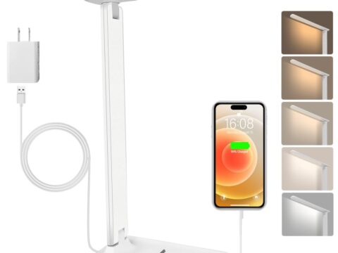 Lampada da Scrivania LED Dimmerabile con Porta USB, 3 Modalità di Luce