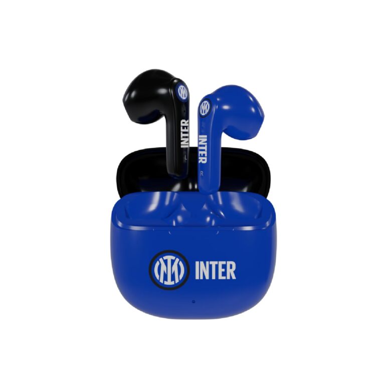 TECHMADE Inter, Cuffie Senza Filo In Ear, auricolari con box ricarica Nero/Azzurro