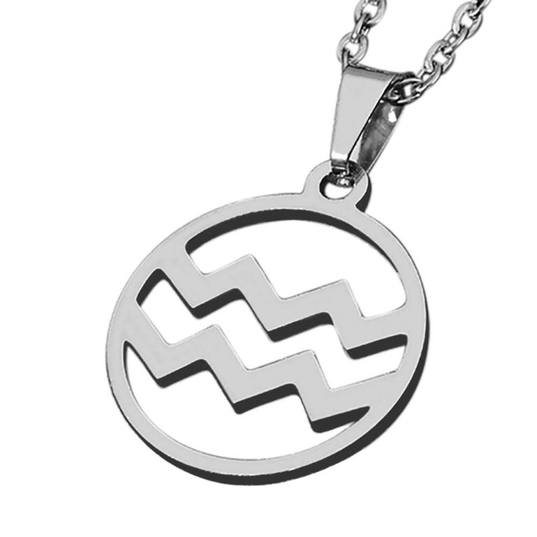 ZENSE Collana Zodiaco Acquario uomo argento – ciondolo 2 cm con catena