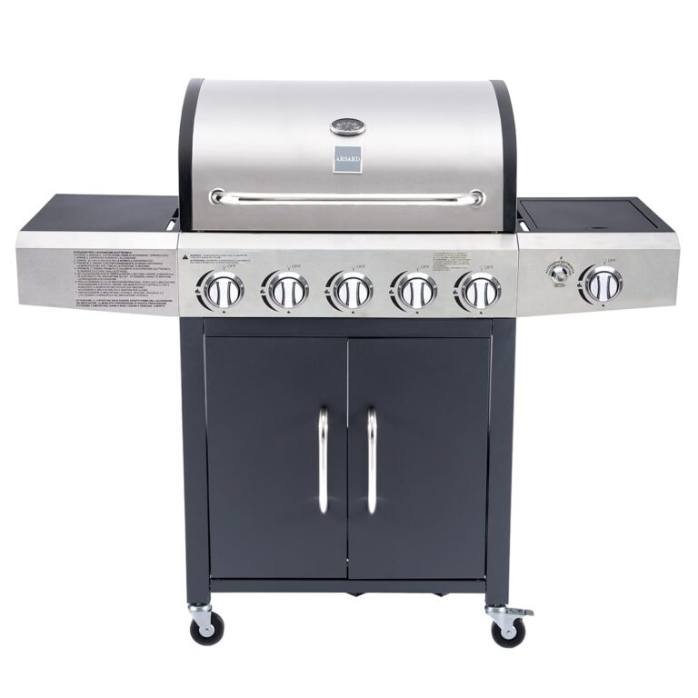 Arsard Barbecue a Gas Professionale XXL Con 6 Fuochi Multifunzione Da 19 KW, Completo Di Bruciatore Laterale, Coperchio, T...