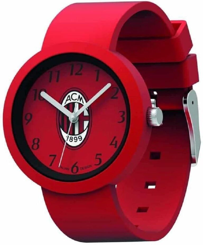 Seven Orologio AC MILAN Calcio - Orologio da Polso Analogico al Quarzo - Nero e Rosso, in Confezione Regalo - Cinturino in...