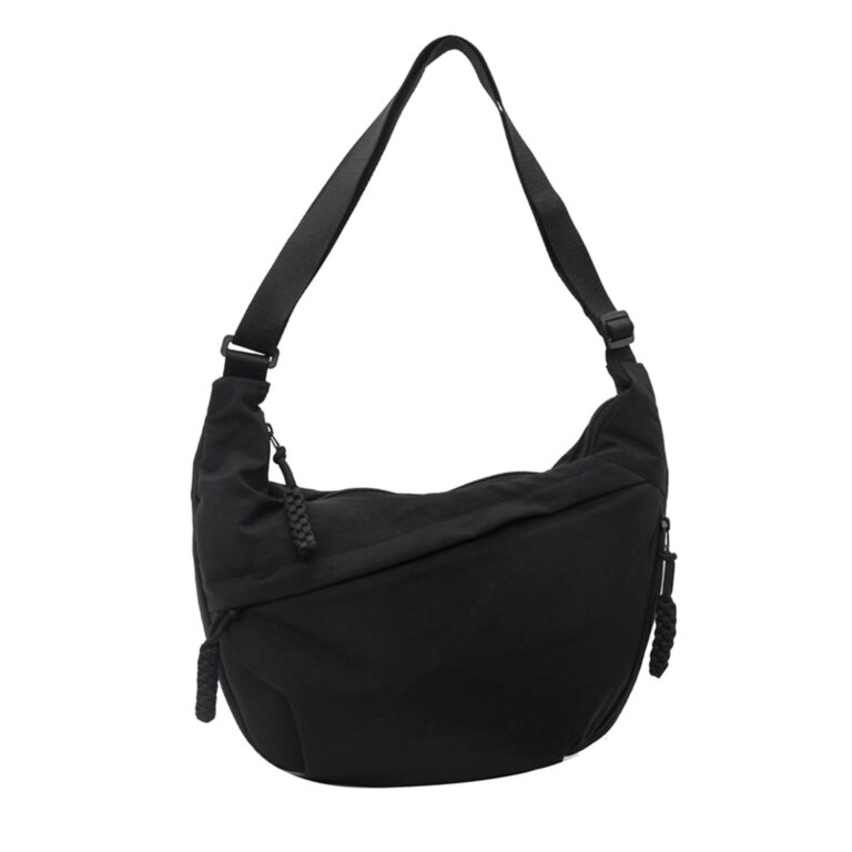 Borsa a tracolla a mezzaluna da donna in nylon spaziosa