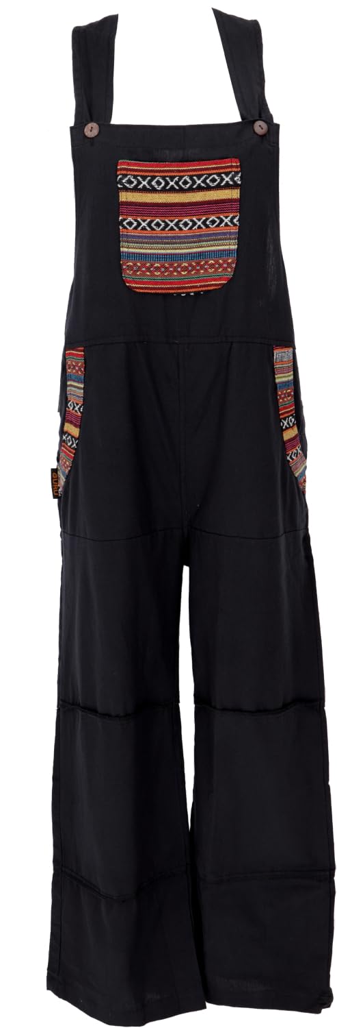GURU SHOP Salopette Donna Larga in Cotone Stile Etnico Oversize