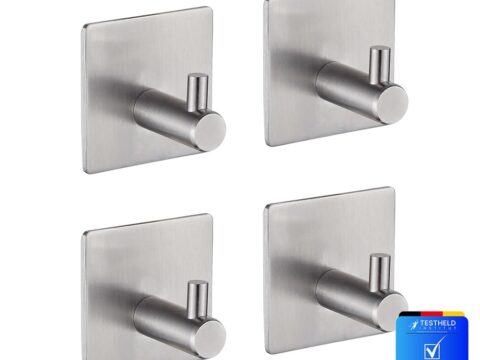 Ibergrif Ganci Autoadesivi da Bagno e Cucina set 4 pezzi Argento