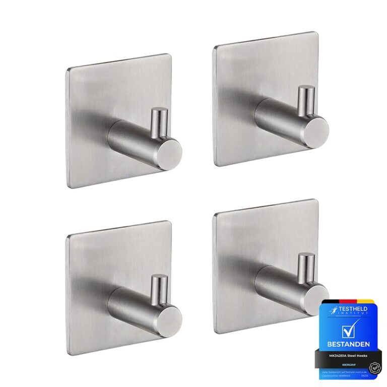Ibergrif Ganci Autoadesivi da Bagno e Cucina set 4 pezzi Argento