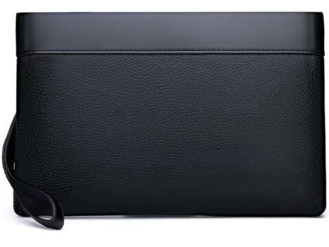 Eshow Pochette Uomo a Mano in Pelle Sintetica con Zip per Ufficio