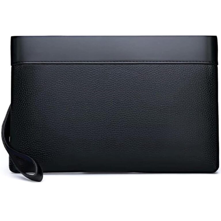 Eshow Pochette Uomo a Mano in Pelle Sintetica con Zip per Ufficio