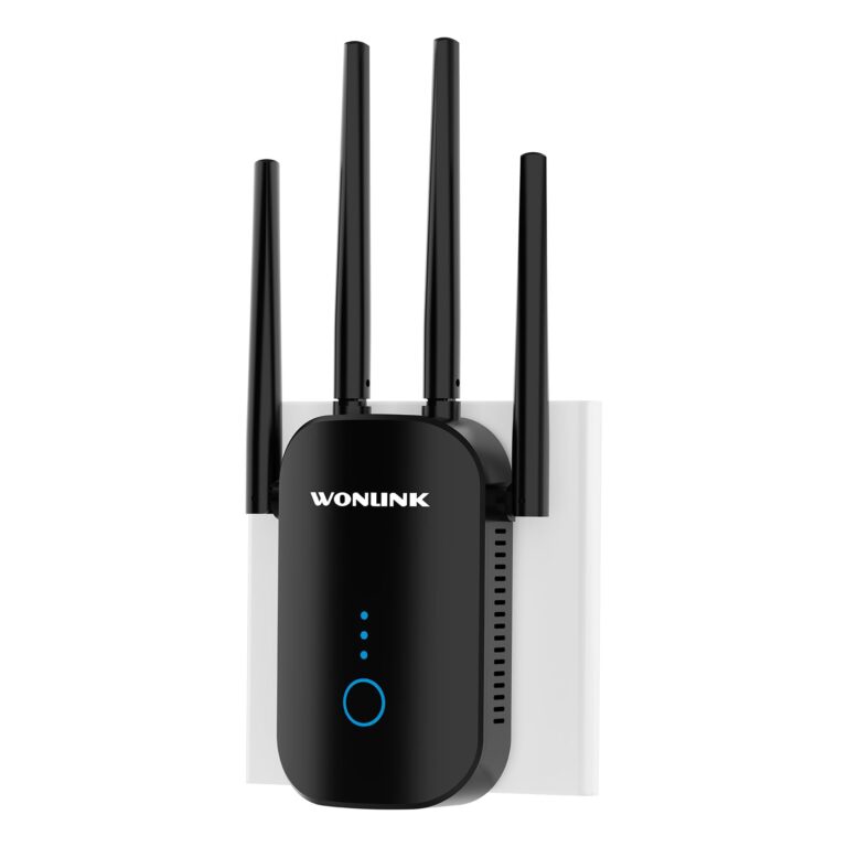 WONLINK Ripetitore WiFi 1200Mbps Doppia Banda, Amplificatore Segnale WiFi con 4 Antenne, Porta Ethernet, WPS, MU-MIMO, Mod...
