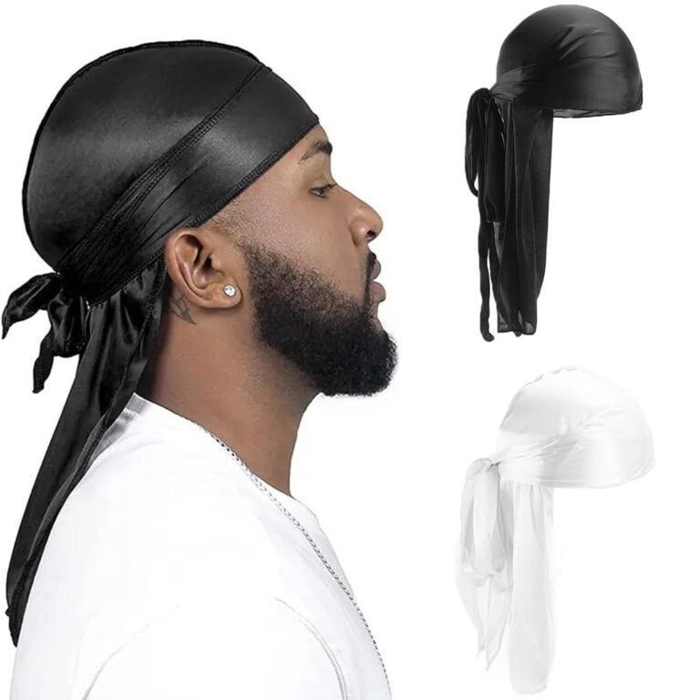 CISKHQR Durag in seta sintetica unisex con code lunghe, 2 pezzi