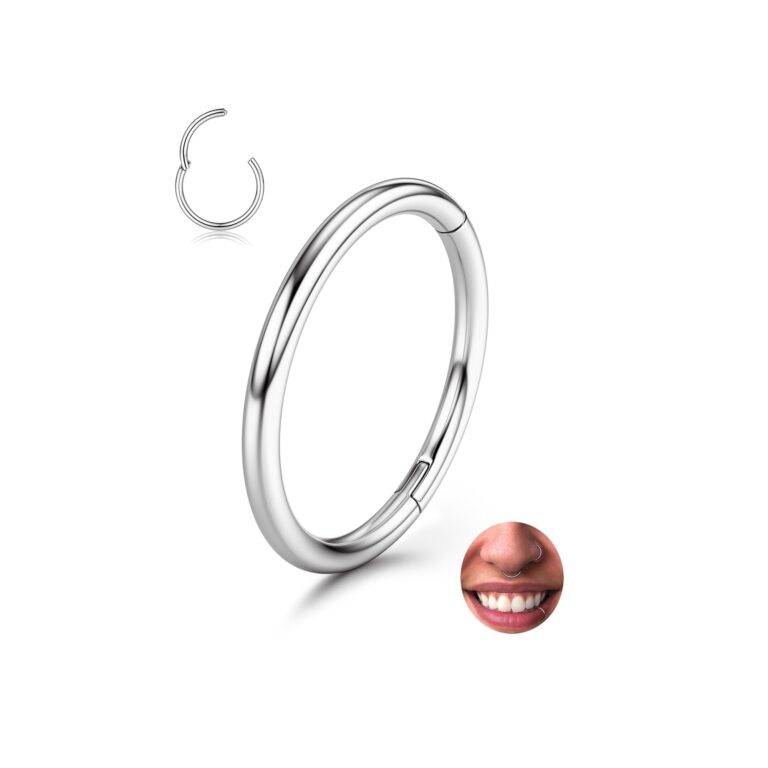 BodyBonita Piercing naso clicker a cerniera in acciaio chirurgico 316L