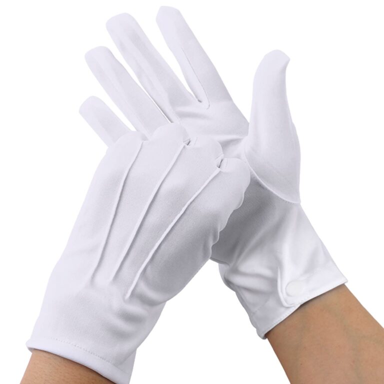Guanti da cerimonia bianchi in cotone e nylon con bottone