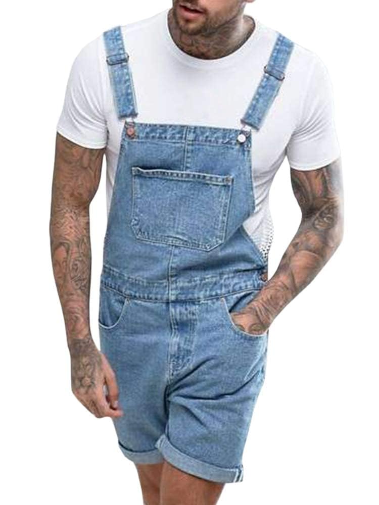 Runcati Salopette Uomo Jeans Cotone Vestibilità Larga con Tasche