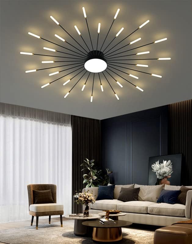 minifair Plafoniera moderna a LED 30 + 1 teste Lampadari neri semi-incasso Illuminazione a soffit...