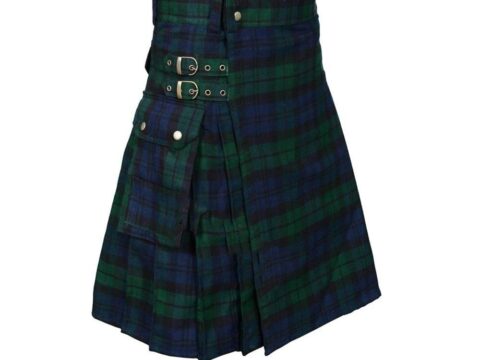Kilt Tartan da Uomo con Cinghie e Tasche Cargo